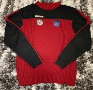 Vintage Point Zero Orange Label Ski Tracking Patchwork Knit Sweater